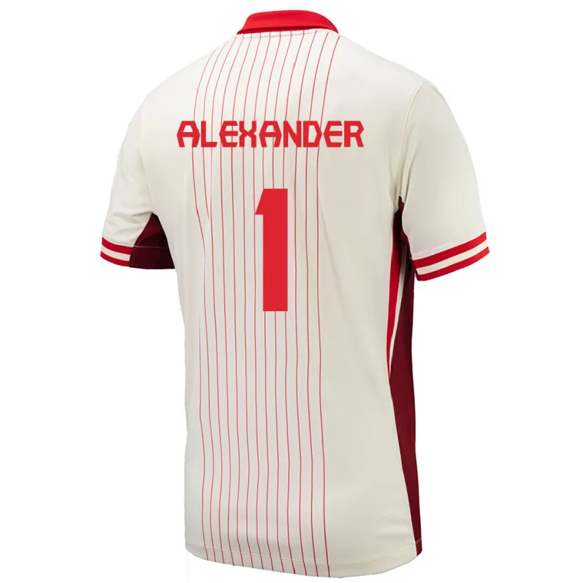 Danxen Bambino Maglia Canada Ben Alexander #1 Bianco Kit Gara Away 24-26 Maglietta