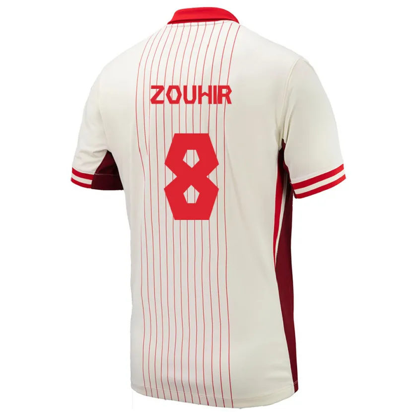 Danxen Bambino Maglia Canada Rida Zouhir #8 Bianco Kit Gara Away 24-26 Maglietta
