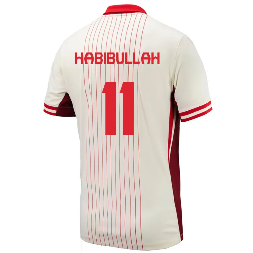 Danxen Bambino Maglia Canada Kamron Habibullah #11 Bianco Kit Gara Away 24-26 Maglietta
