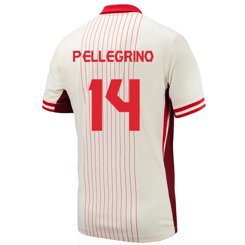 Danxen Bambino Maglia Canada Gabriel Pellegrino #14 Bianco Kit Gara Away 24-26 Maglietta