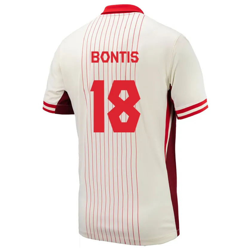 Danxen Bambino Maglia Canada Dino Bontis #18 Bianco Kit Gara Away 24-26 Maglietta