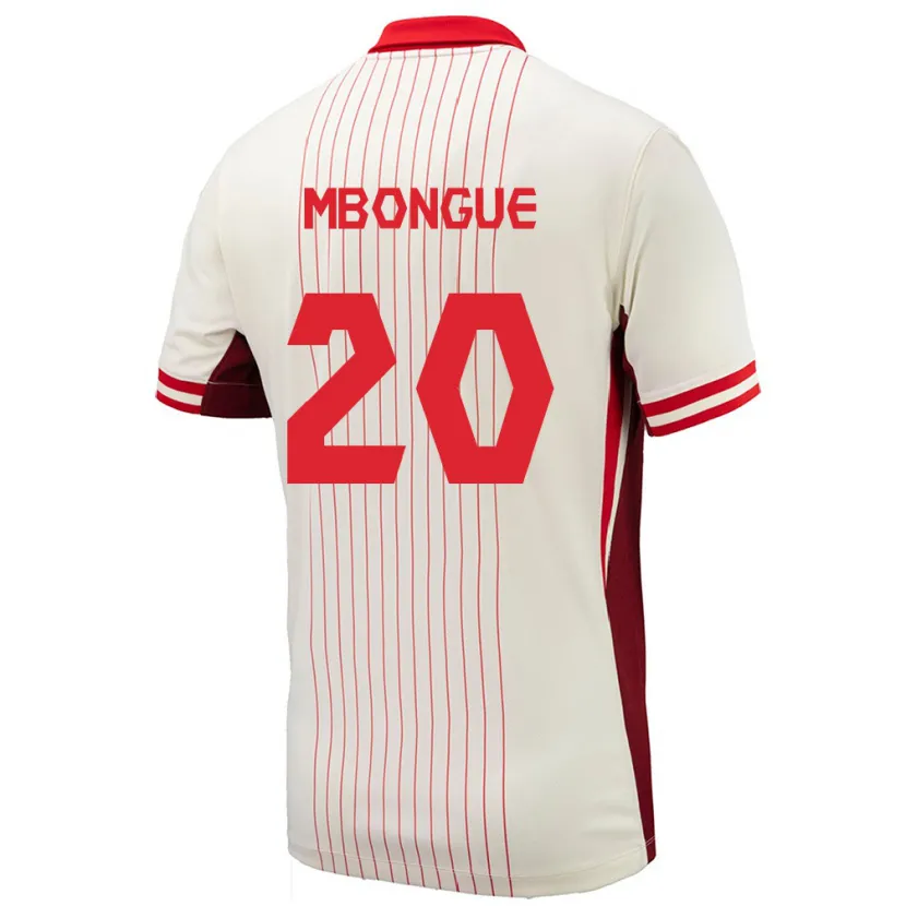 Danxen Bambino Maglia Canada Hugo Mbongue #20 Bianco Kit Gara Away 24-26 Maglietta