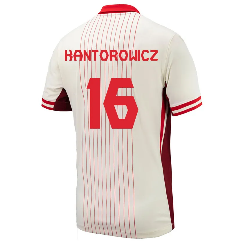 Danxen Bambino Maglia Canada Dominic Kantorowicz #16 Bianco Kit Gara Away 24-26 Maglietta