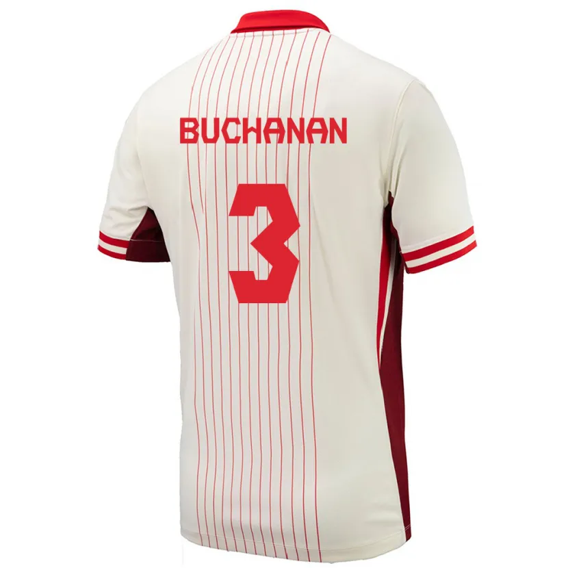 Danxen Bambino Maglia Canada Kadeisha Buchanan #3 Bianco Kit Gara Away 24-26 Maglietta