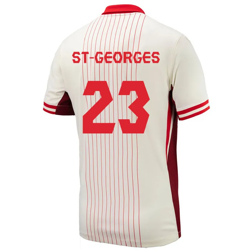 Danxen Bambino Maglia Canada Bianca St-Georges #23 Bianco Kit Gara Away 24-26 Maglietta
