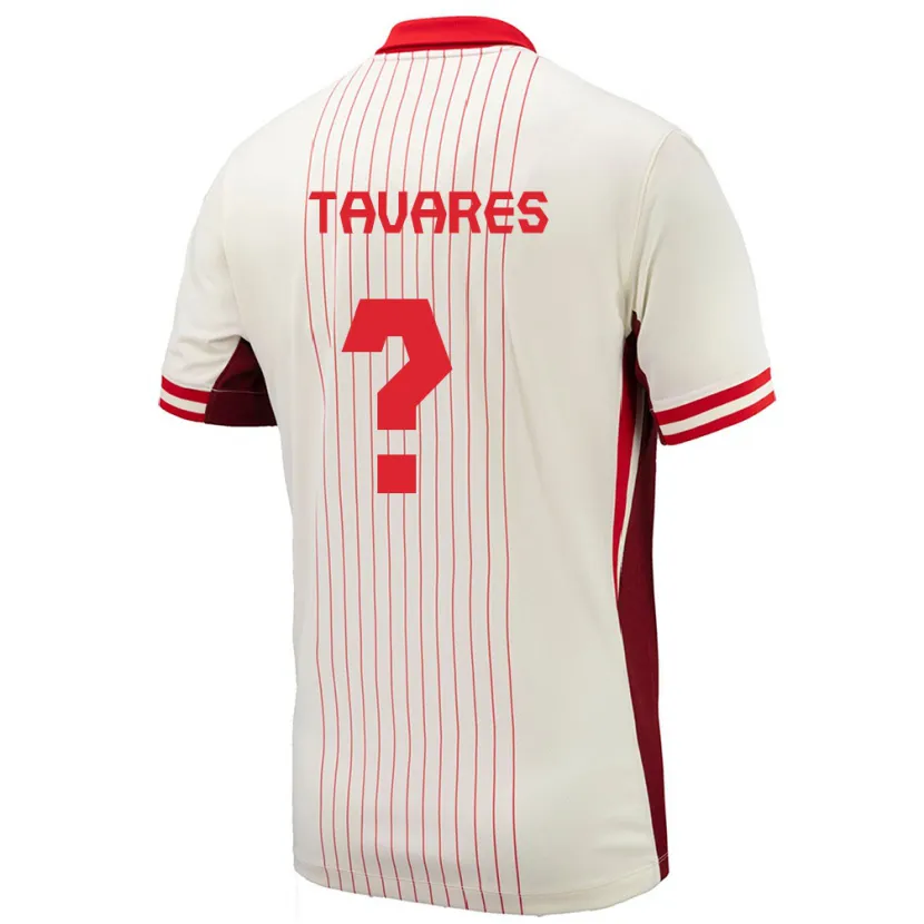 Danxen Bambino Maglia Canada Hugo Tavares #0 Bianco Kit Gara Away 24-26 Maglietta