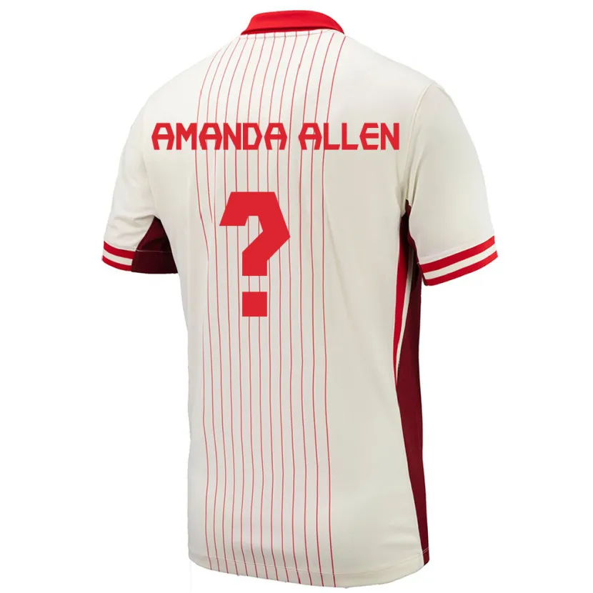 Danxen Bambino Maglia Canada Amanda Allen #0 Bianco Kit Gara Away 24-26 Maglietta