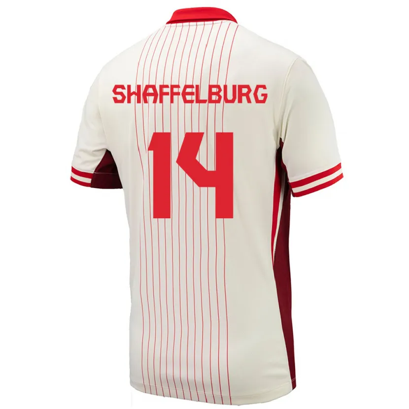 Danxen Bambino Maglia Canada Jacob Shaffelburg #14 Bianco Kit Gara Away 24-26 Maglietta