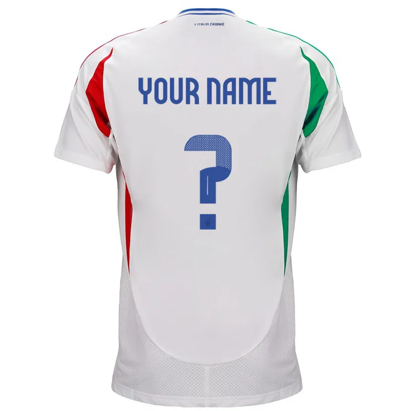 Danxen Bambino Maglia Italia Il Tuo Nome #0 Bianco Kit Gara Away 24-26 Maglietta
