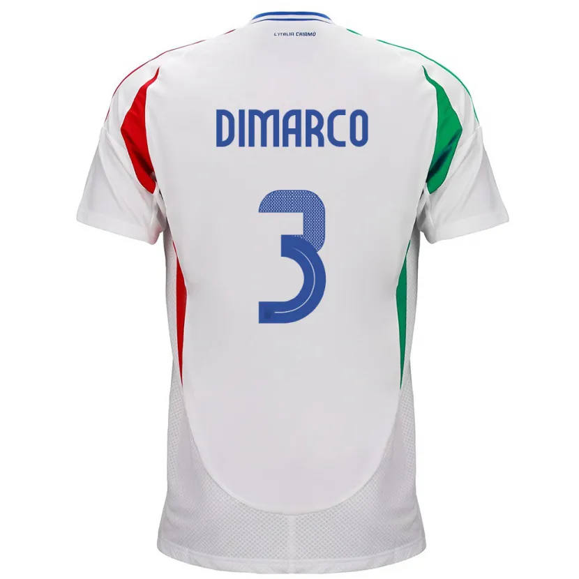 Danxen Bambino Maglia Italia Federico Dimarco #3 Bianco Kit Gara Away 24-26 Maglietta