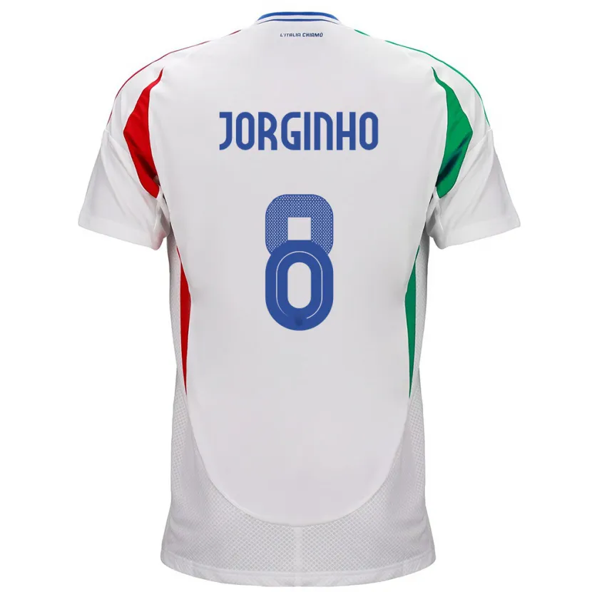 Danxen Bambino Maglia Italia Jorginho #8 Bianco Kit Gara Away 24-26 Maglietta