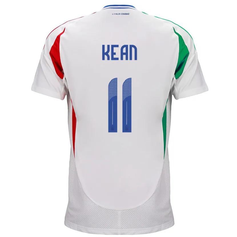 Danxen Bambino Maglia Italia Moise Kean #11 Bianco Kit Gara Away 24-26 Maglietta