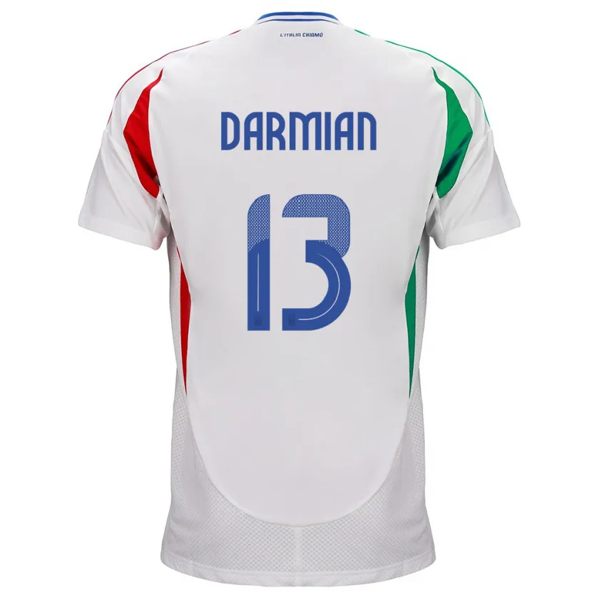 Danxen Bambino Maglia Italia Matteo Darmian #13 Bianco Kit Gara Away 24-26 Maglietta