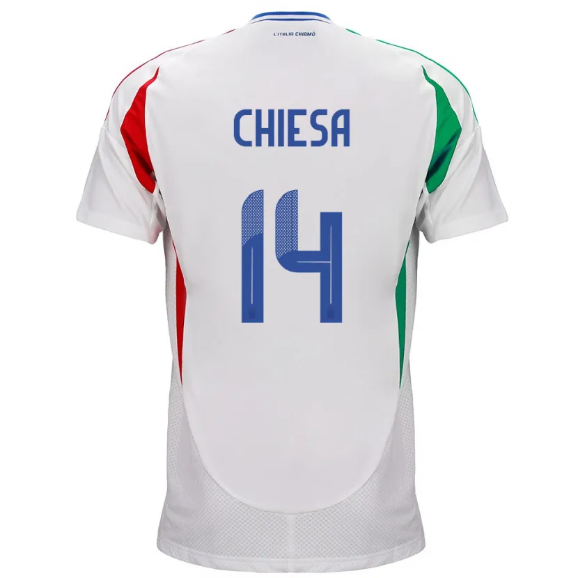 Danxen Bambino Maglia Italia Federico Chiesa #14 Bianco Kit Gara Away 24-26 Maglietta