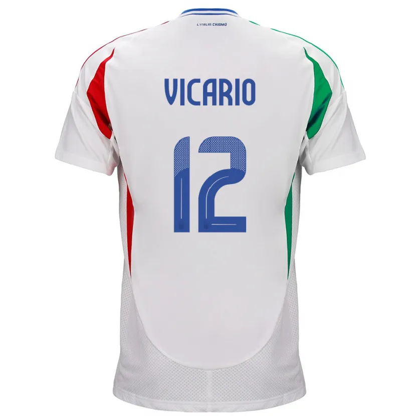 Danxen Bambino Maglia Italia Guglielmo Vicario #12 Bianco Kit Gara Away 24-26 Maglietta