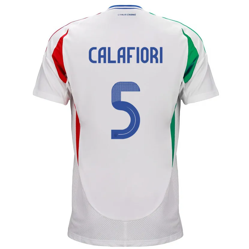 Danxen Bambino Maglia Italia Riccardo Calafiori #5 Bianco Kit Gara Away 24-26 Maglietta