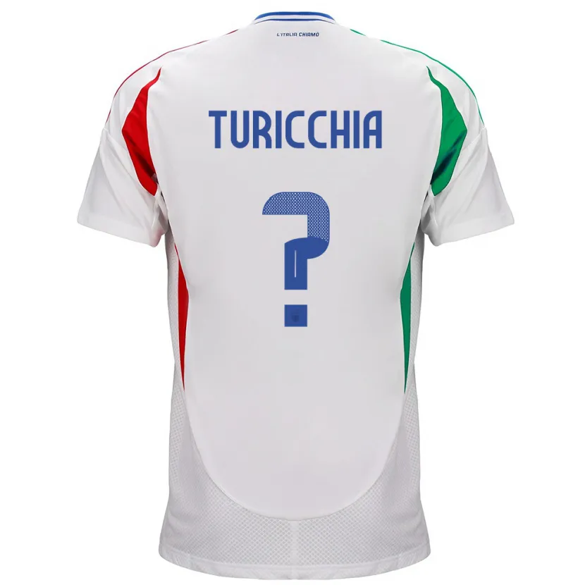 Danxen Bambino Maglia Italia Riccardo Turicchia #0 Bianco Kit Gara Away 24-26 Maglietta
