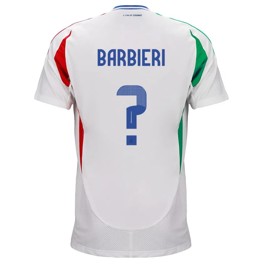 Danxen Bambino Maglia Italia Tommaso Barbieri #0 Bianco Kit Gara Away 24-26 Maglietta