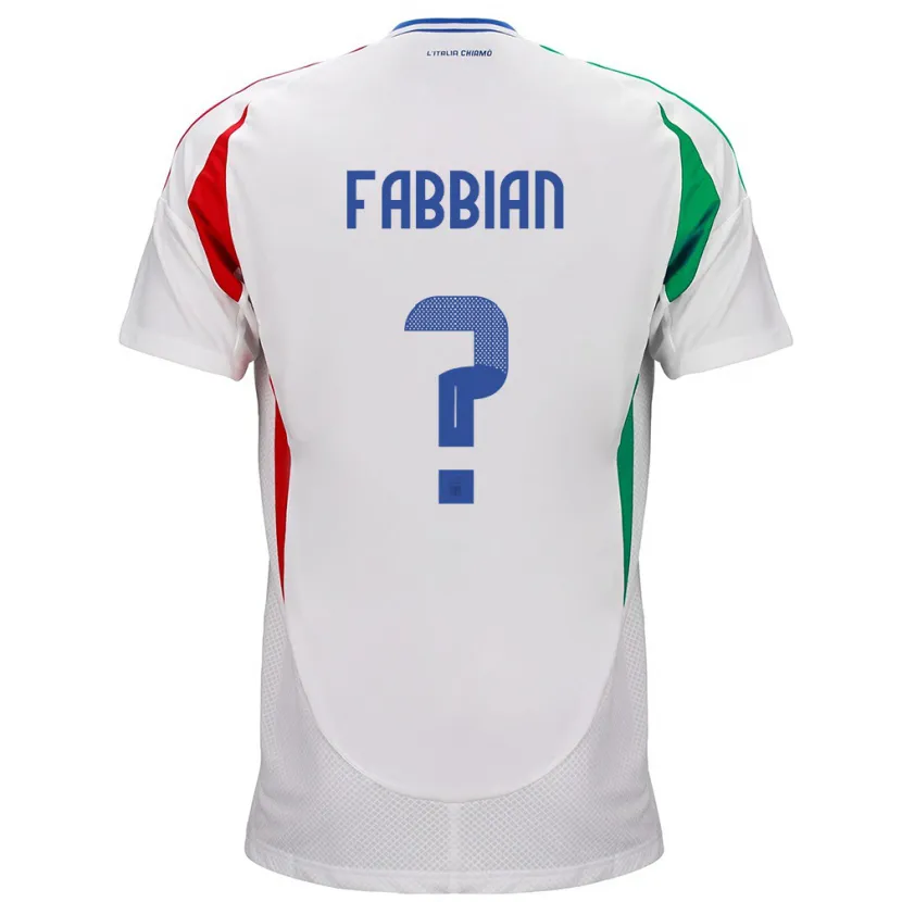 Danxen Bambino Maglia Italia Giovanni Fabbian #0 Bianco Kit Gara Away 24-26 Maglietta