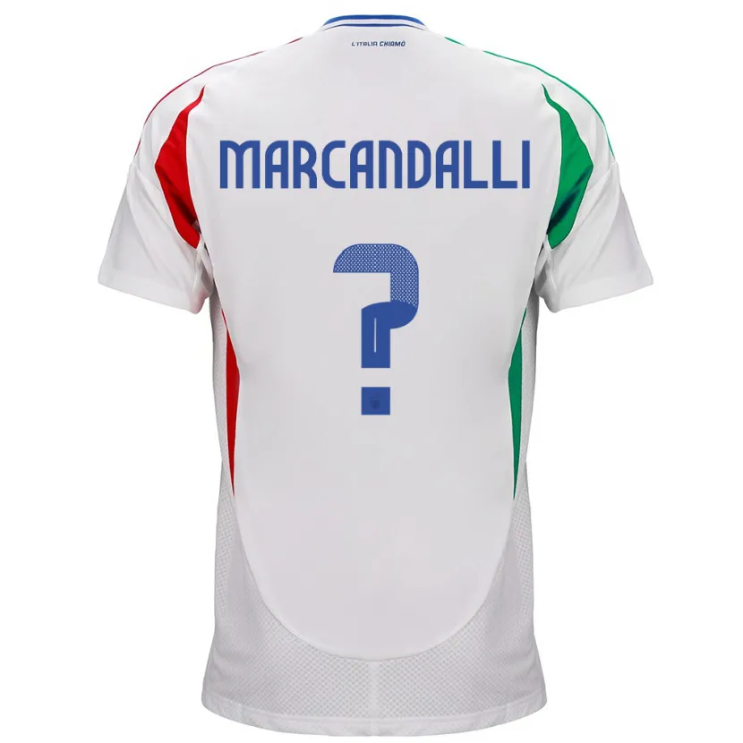 Danxen Bambino Maglia Italia Alessandro Marcandalli #0 Bianco Kit Gara Away 24-26 Maglietta