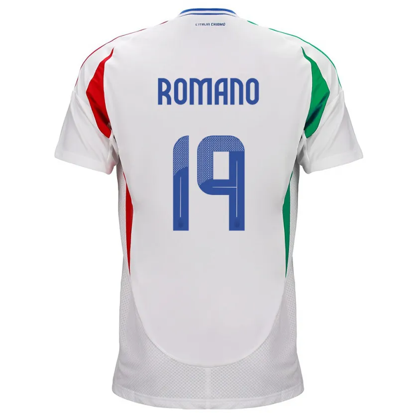 Danxen Bambino Maglia Italia Marco Romano #19 Bianco Kit Gara Away 24-26 Maglietta