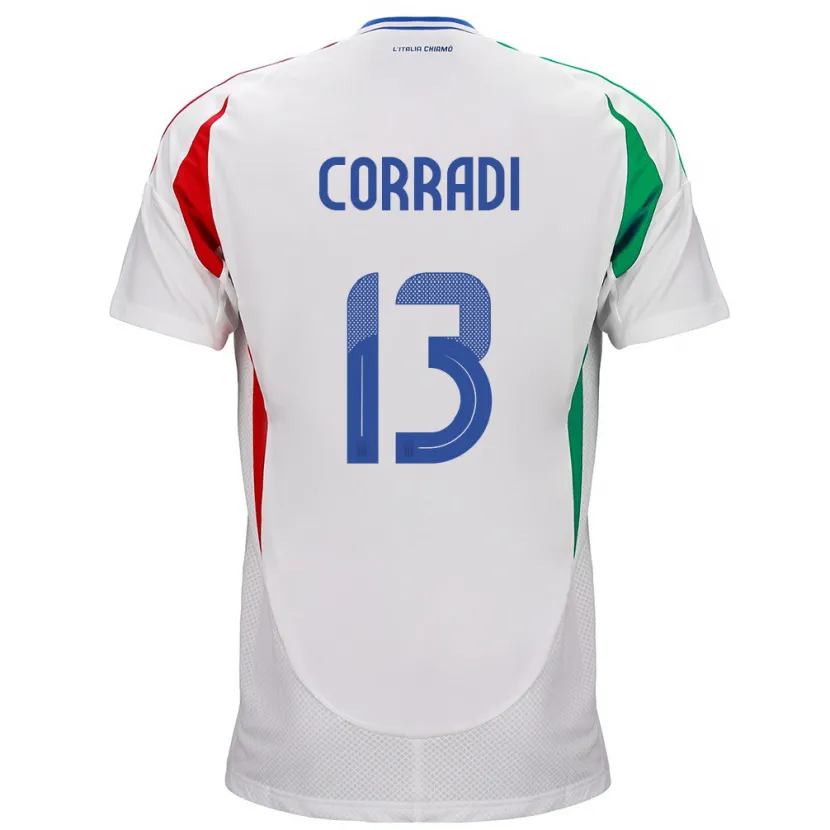Danxen Bambino Maglia Italia Christian Corradi #13 Bianco Kit Gara Away 24-26 Maglietta