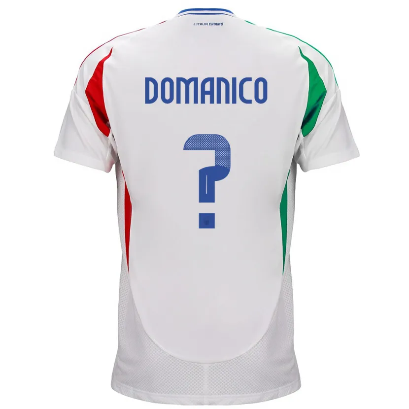 Danxen Bambino Maglia Italia Saverio Domanico #0 Bianco Kit Gara Away 24-26 Maglietta