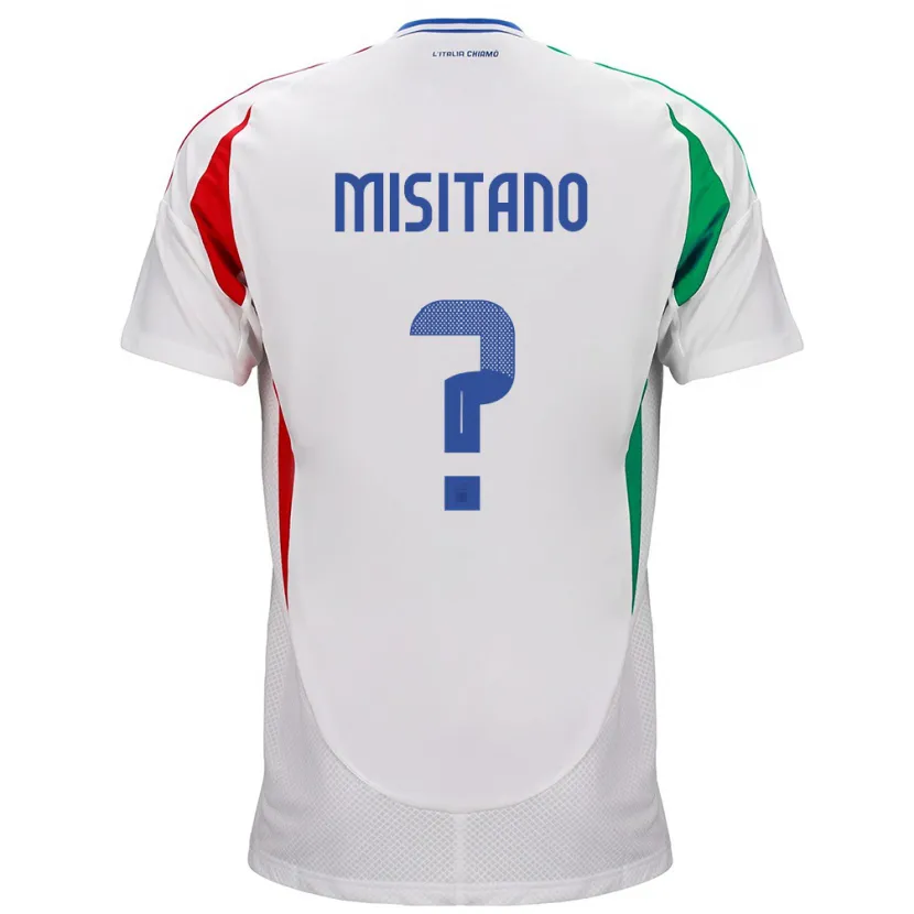 Danxen Bambino Maglia Italia Giulio Misitano #0 Bianco Kit Gara Away 24-26 Maglietta