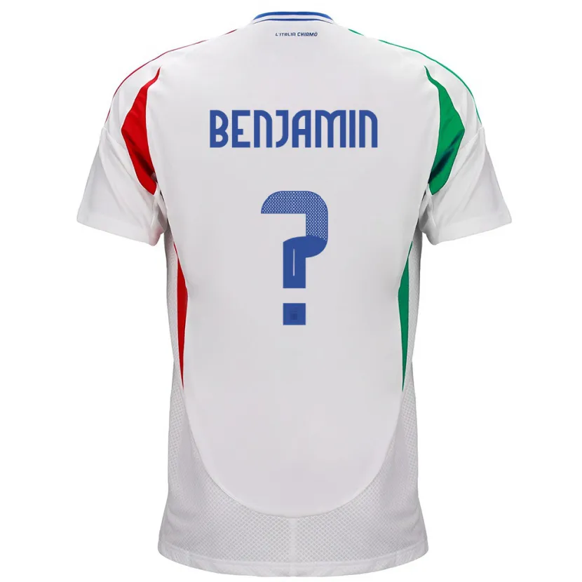 Danxen Bambino Maglia Italia Emanuel Benjamin #0 Bianco Kit Gara Away 24-26 Maglietta