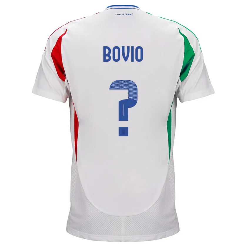Danxen Bambino Maglia Italia Leonardo Bovio #0 Bianco Kit Gara Away 24-26 Maglietta