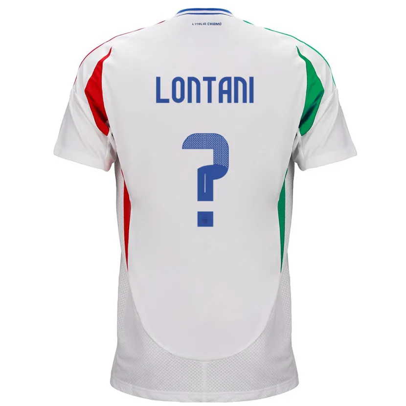 Danxen Bambino Maglia Italia Simone Lontani #0 Bianco Kit Gara Away 24-26 Maglietta