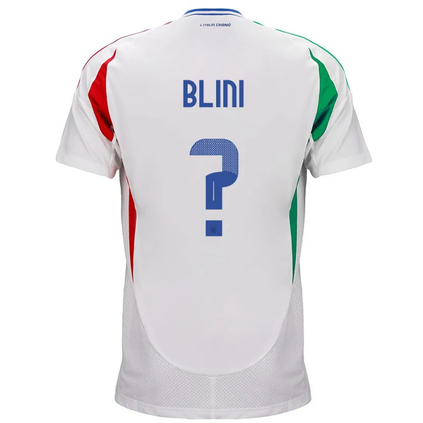 Danxen Bambino Maglia Italia Oliver Blini #0 Bianco Kit Gara Away 24-26 Maglietta