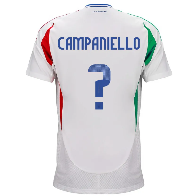 Danxen Bambino Maglia Italia Thomas Campaniello #0 Bianco Kit Gara Away 24-26 Maglietta