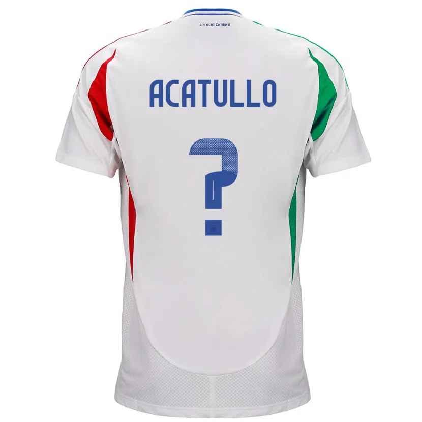 Danxen Bambino Maglia Italia Cristian Acatullo #0 Bianco Kit Gara Away 24-26 Maglietta