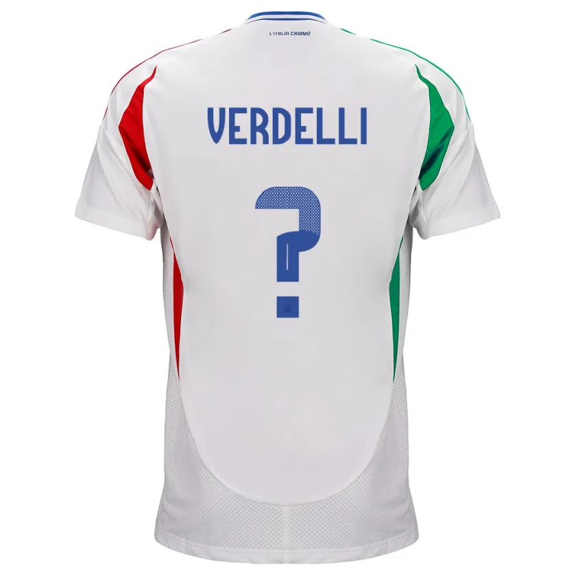 Danxen Bambino Maglia Italia Davide Verdelli #0 Bianco Kit Gara Away 24-26 Maglietta