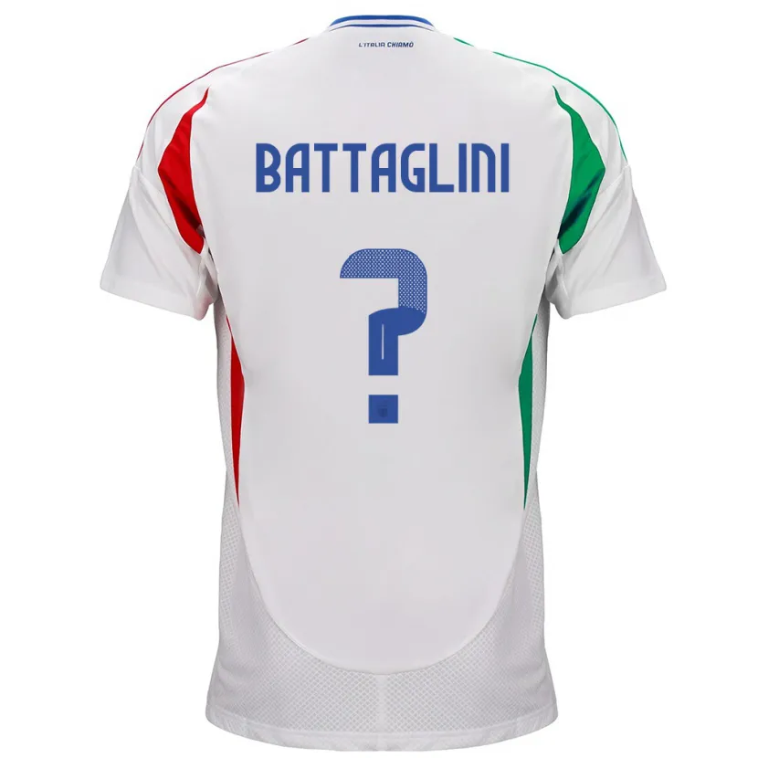 Danxen Bambino Maglia Italia Pietro Battaglini #0 Bianco Kit Gara Away 24-26 Maglietta