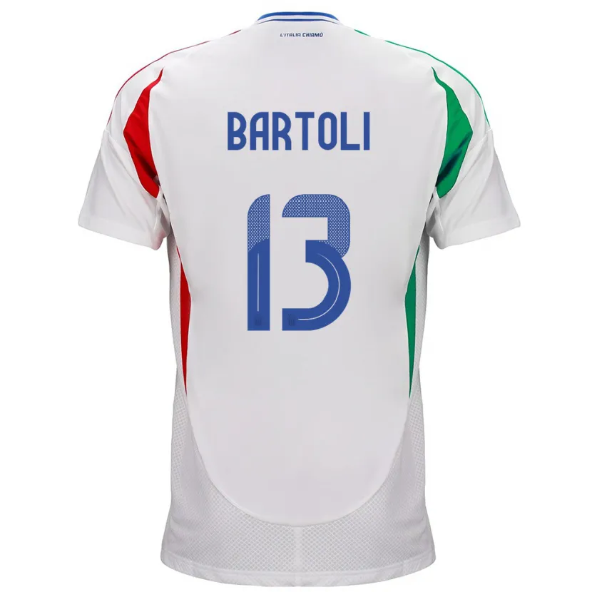 Danxen Bambino Maglia Italia Elisa Bartoli #13 Bianco Kit Gara Away 24-26 Maglietta
