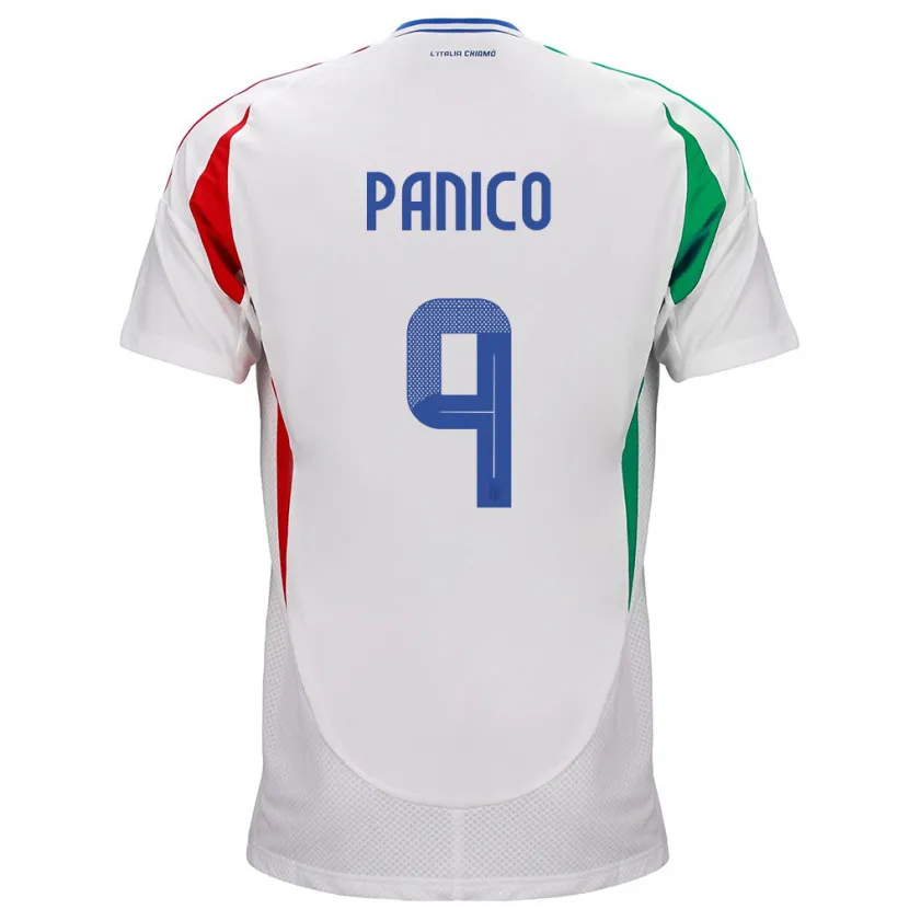 Danxen Bambino Maglia Italia Patrizia Panico #9 Bianco Kit Gara Away 24-26 Maglietta