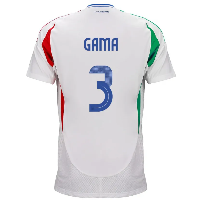 Danxen Bambino Maglia Italia Sara Gama #3 Bianco Kit Gara Away 24-26 Maglietta
