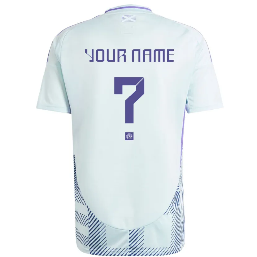 Danxen Bambino Maglia Scotland Il Tuo Nome #0 Blu Menta Chiaro Kit Gara Away 24-26 Maglietta