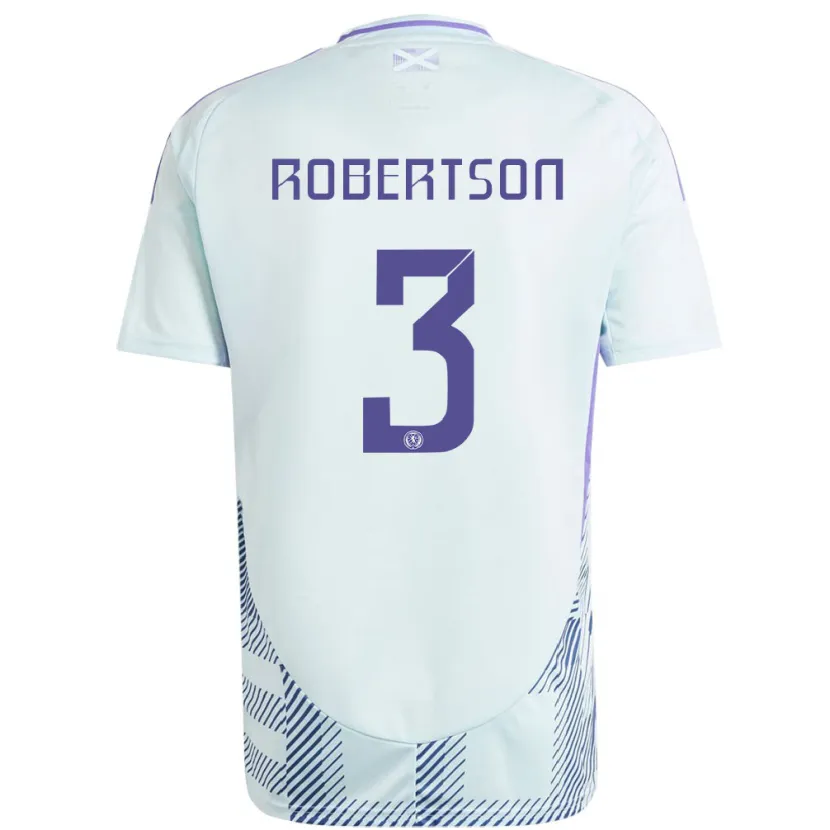 Danxen Bambino Maglia Scotland Andrew Robertson #3 Blu Menta Chiaro Kit Gara Away 24-26 Maglietta