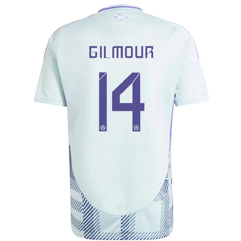 Danxen Bambino Maglia Scotland Billy Gilmour #14 Blu Menta Chiaro Kit Gara Away 24-26 Maglietta