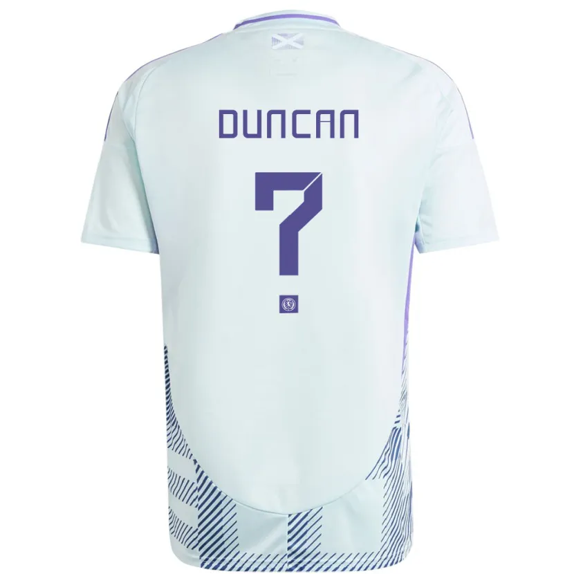 Danxen Bambino Maglia Scotland Ryan Duncan #0 Blu Menta Chiaro Kit Gara Away 24-26 Maglietta