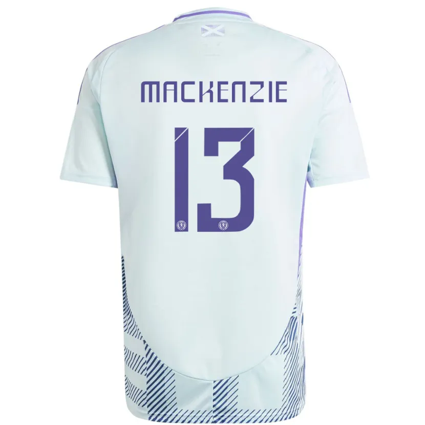 Danxen Bambino Maglia Scotland Zander Mackenzie #13 Blu Menta Chiaro Kit Gara Away 24-26 Maglietta