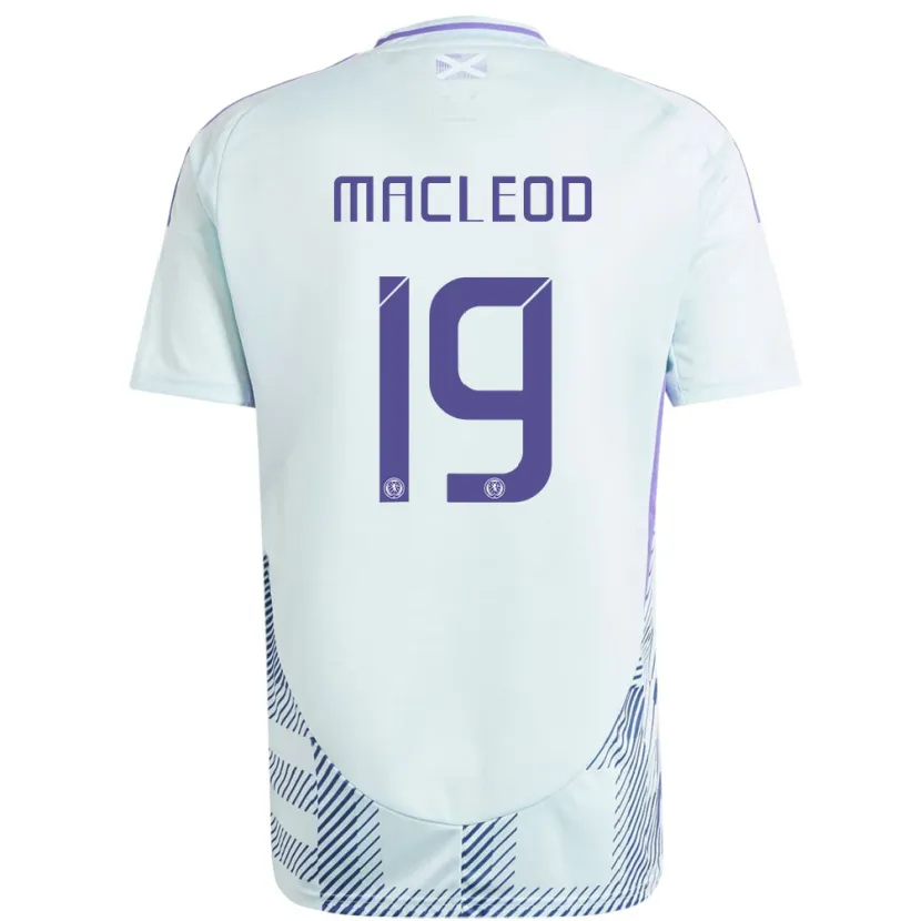 Danxen Bambino Maglia Scotland Rory Macleod #19 Blu Menta Chiaro Kit Gara Away 24-26 Maglietta