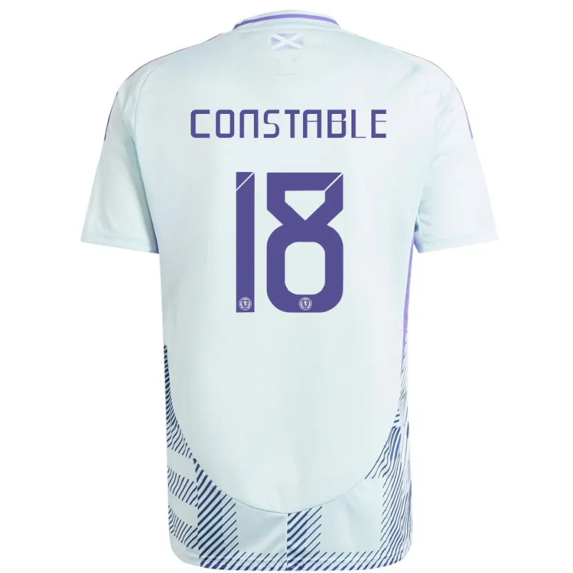 Danxen Bambino Maglia Scotland Scott Constable #18 Blu Menta Chiaro Kit Gara Away 24-26 Maglietta