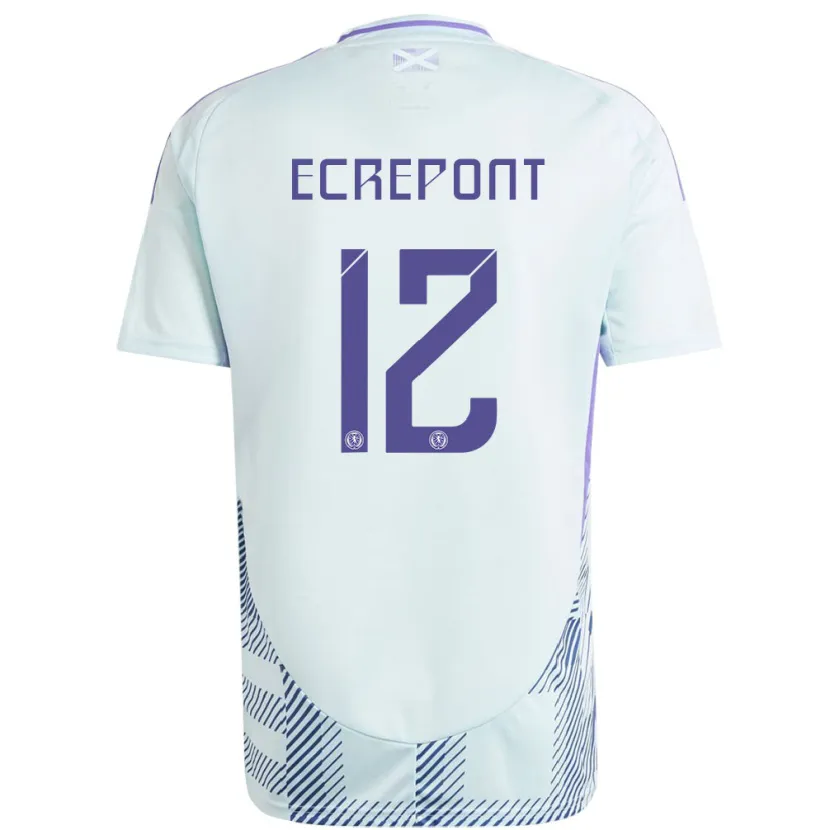 Danxen Bambino Maglia Scotland Oliver Ecrepont #12 Blu Menta Chiaro Kit Gara Away 24-26 Maglietta