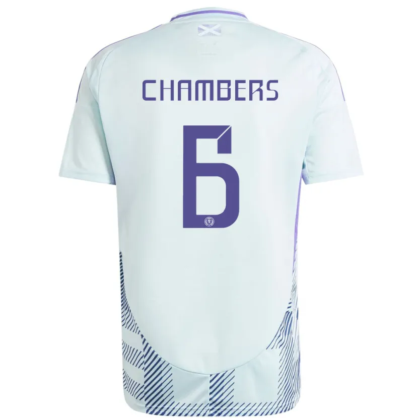 Danxen Bambino Maglia Scotland Sam Chambers #6 Blu Menta Chiaro Kit Gara Away 24-26 Maglietta
