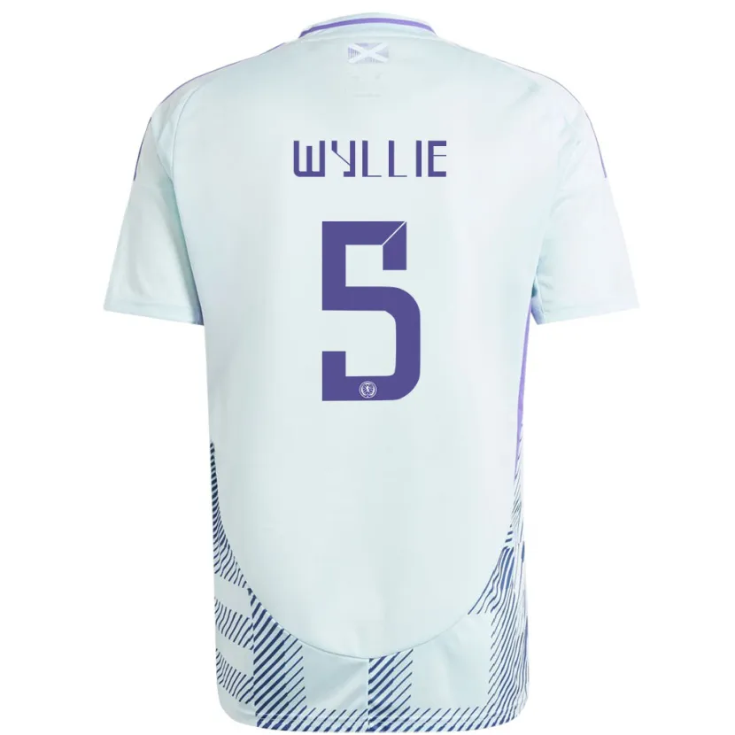 Danxen Bambino Maglia Scotland Jack Wyllie #5 Blu Menta Chiaro Kit Gara Away 24-26 Maglietta