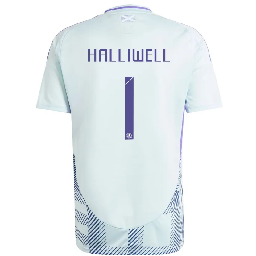 Danxen Bambino Maglia Scotland Alfie Halliwell #1 Blu Menta Chiaro Kit Gara Away 24-26 Maglietta